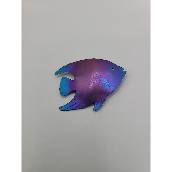 Vintage Brooch Pin Fish Purple Blue Ocean  School Jewelry Costume - Picture 7 of 16